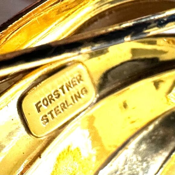 Forstner Sterling gold tone flower brooch - Picture 4 of 9